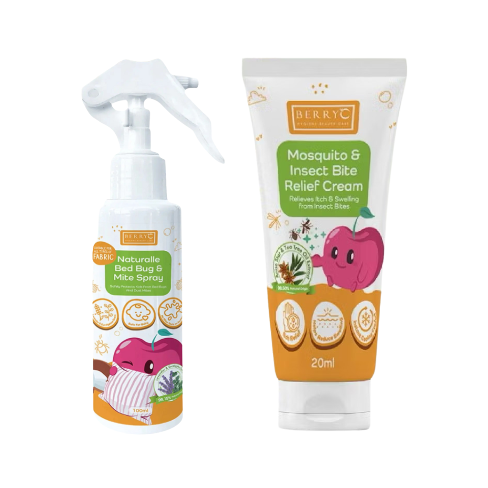 BerryC - Naturalle Bed Bug & Mite Spray (100ml) x1 + Mosquito & Insect Bite Relief Cream (20ml) x1