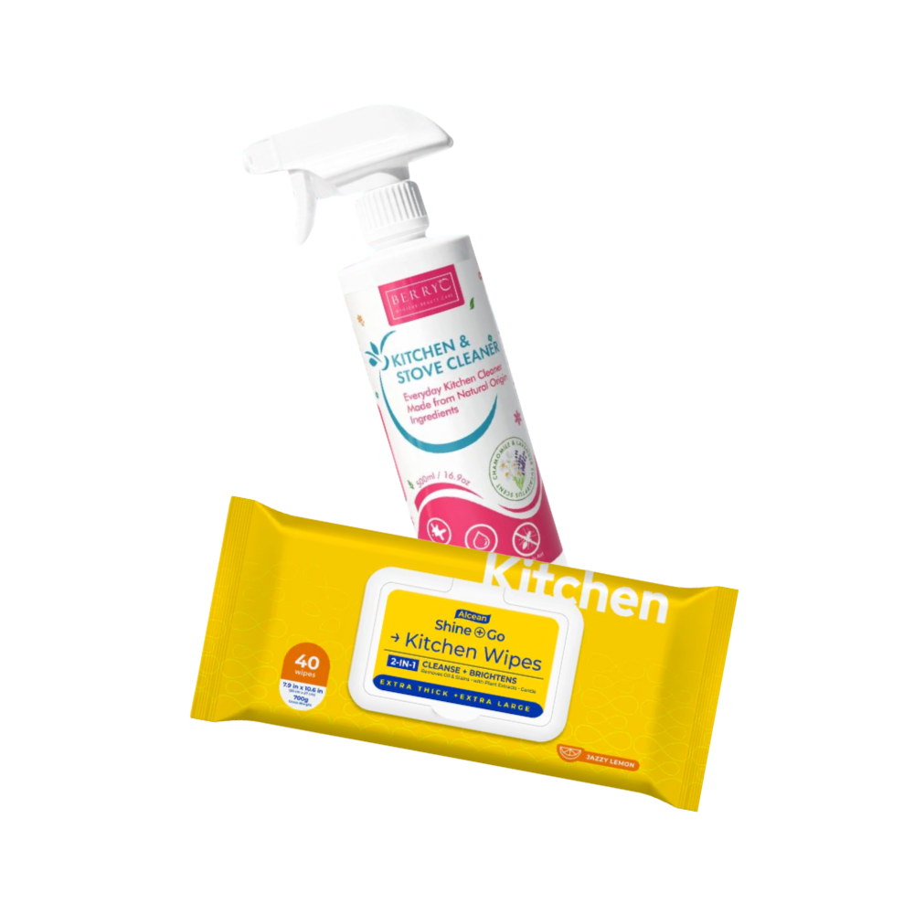 BerryC - Naturalle Kitchen & Stove Cleaner (500ml) x1 + Hoppi Alclean - Kitchen Wipes (40's) x1