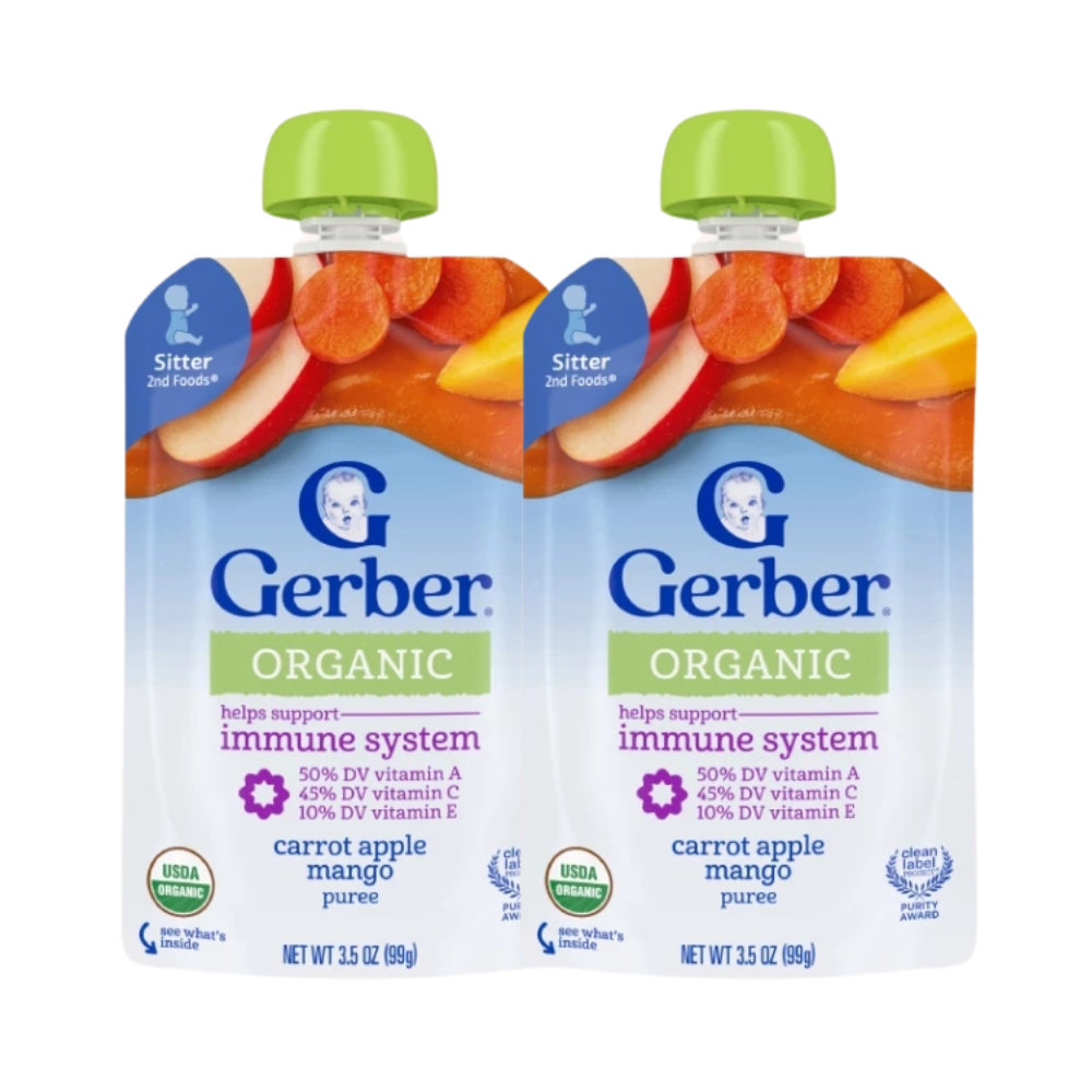 Gerber - Organic Puree Pouch Carrot Apple Mango 99g x2